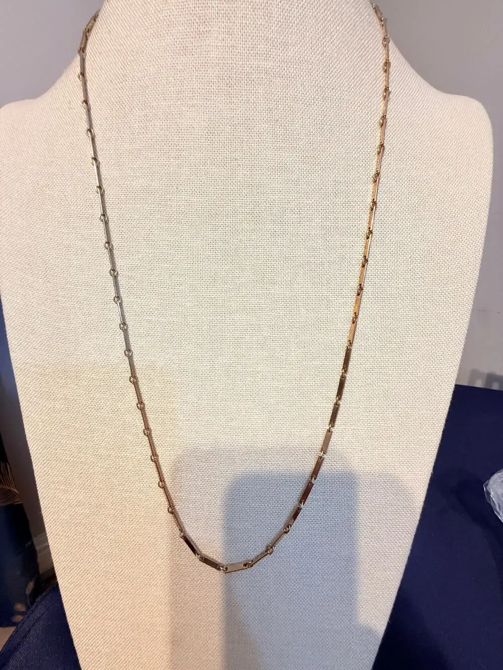 Vintage 51” Gold Tone Bar Link Necklace